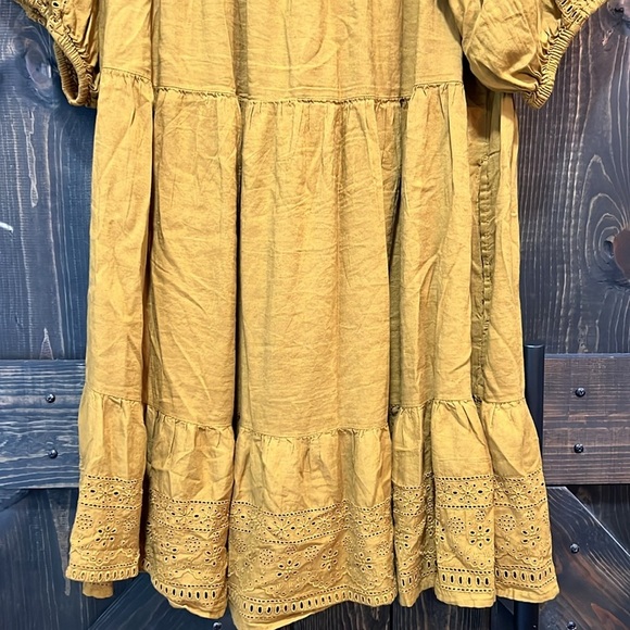 Old Navy Women's Peasant Boho Dress Size 2X Golden Brown Eyelet Ruffle Balloon - Picture 10 of 14